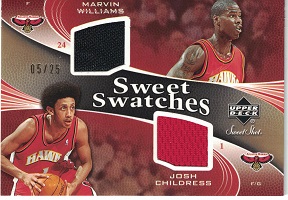 Authentic Marvin Williams & Josh Childress Gold Dual Game-Worn Jersey Card