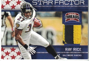 Authentic Ray Rice Game Worn Jersey Patch Card