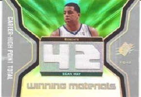 Authentic Sean May Dual Game-Worn Jersey Card