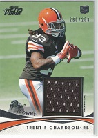 Authentic Trent Richardson Rookie Game Worn Jersey Card